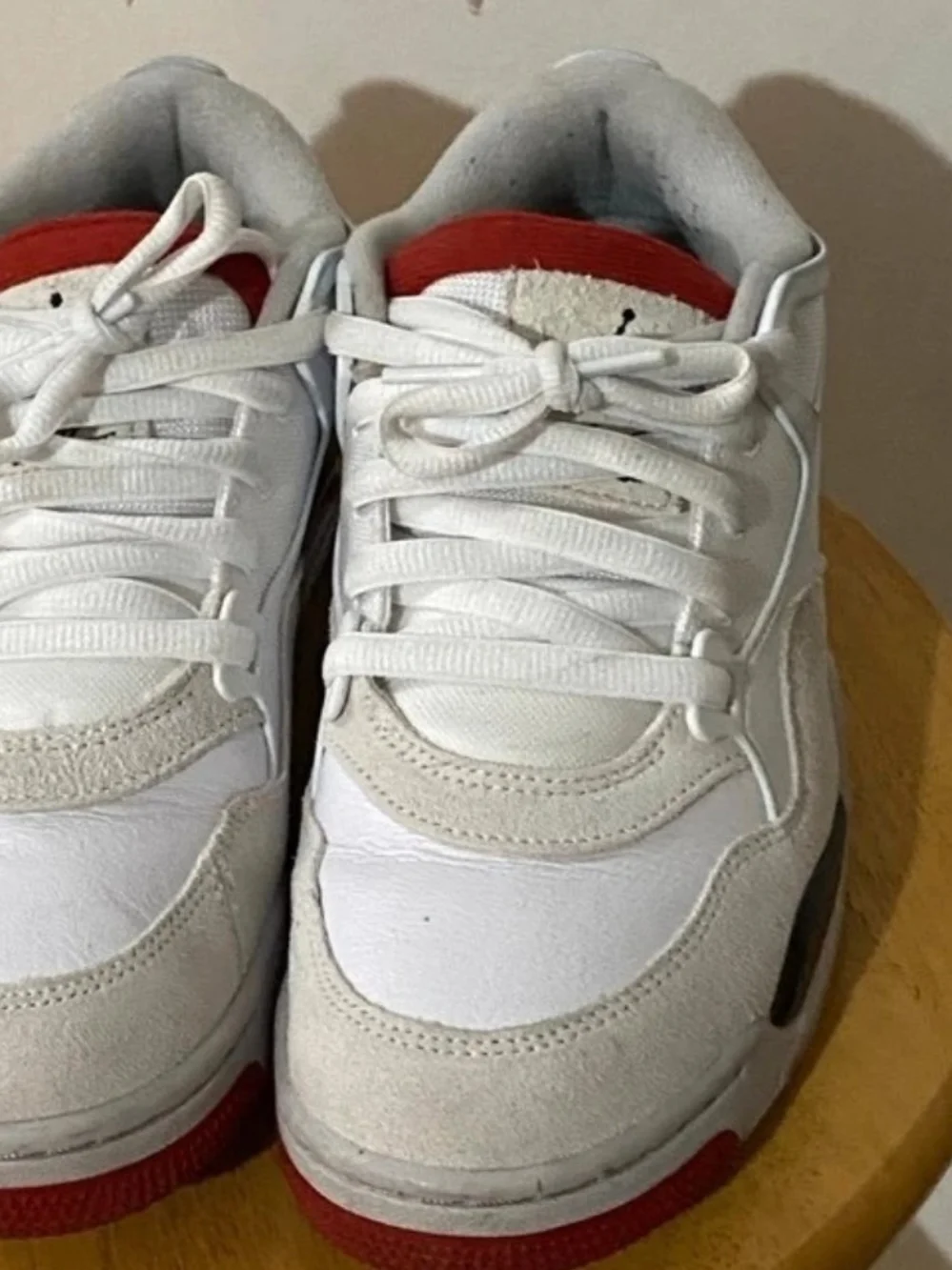 White & Red Retro Style Sneakers